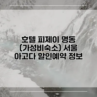 호텔 피제이 명동 (가성비숙소) 서울 아고다 할인예약 정보