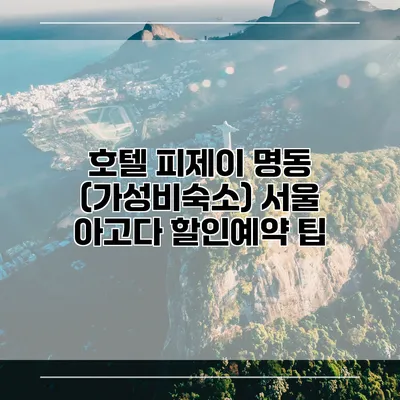 호텔 피제이 명동 (가성비숙소) 서울 아고다 할인예약 팁