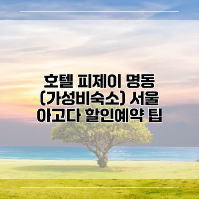 호텔 피제이 명동 (가성비숙소) 서울 아고다 할인예약 팁