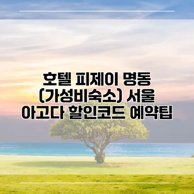 호텔 피제이 명동 (가성비숙소) 서울 아고다 할인코드 예약팁