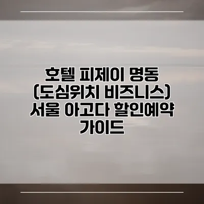호텔 피제이 명동 (도심위치 비즈니스) 서울 아고다 할인예약 가이드
