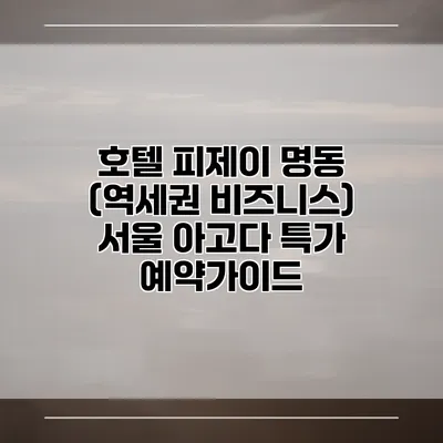 호텔 피제이 명동 (역세권 비즈니스) 서울 아고다 특가 예약가이드