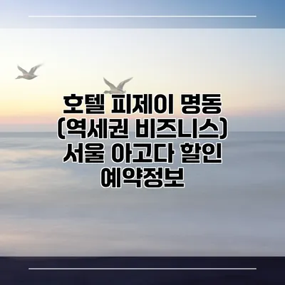 호텔 피제이 명동 (역세권 비즈니스) 서울 아고다 할인 예약정보